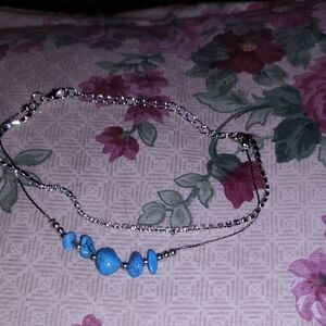 Elegant Silver and Blue Beaded Necklace